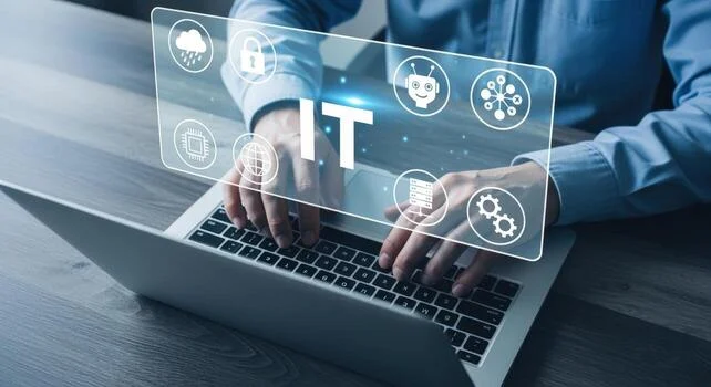 Consultant filing company registration documents on a laptop