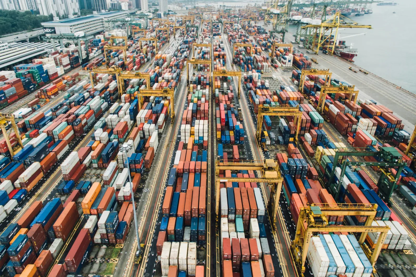 Container port seen from above