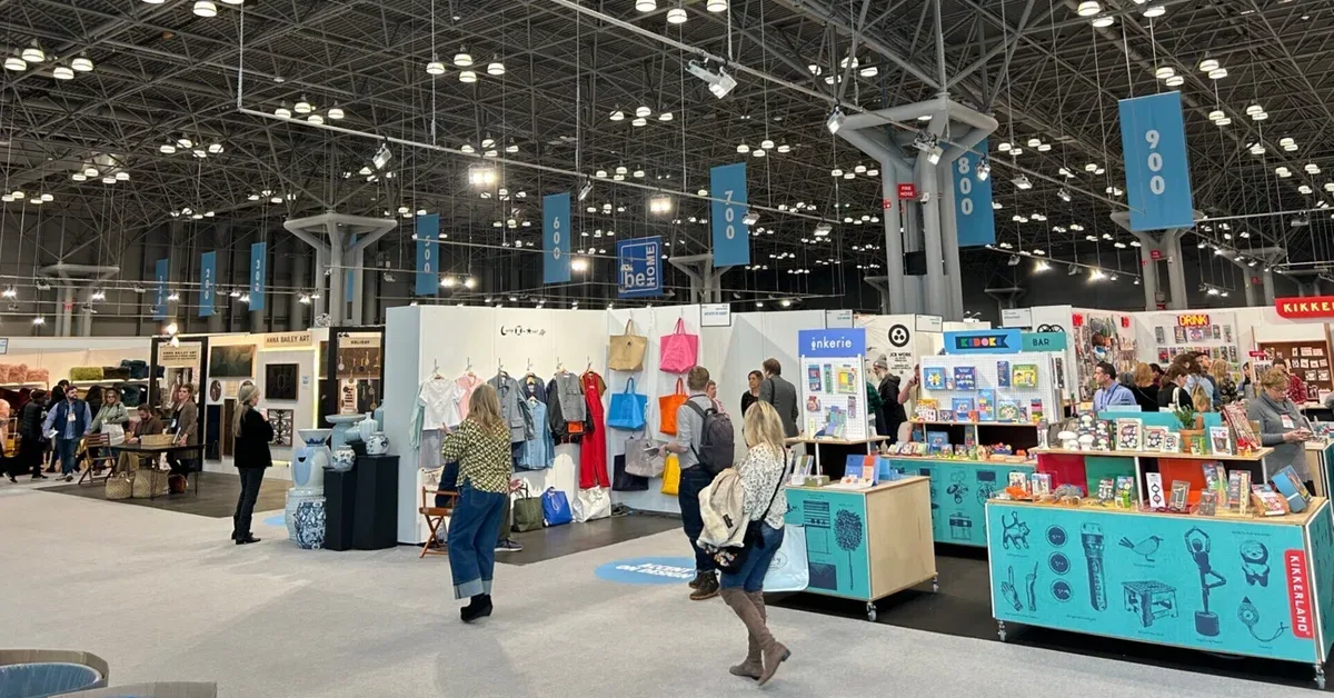 Trade show hall with exhibitor booths